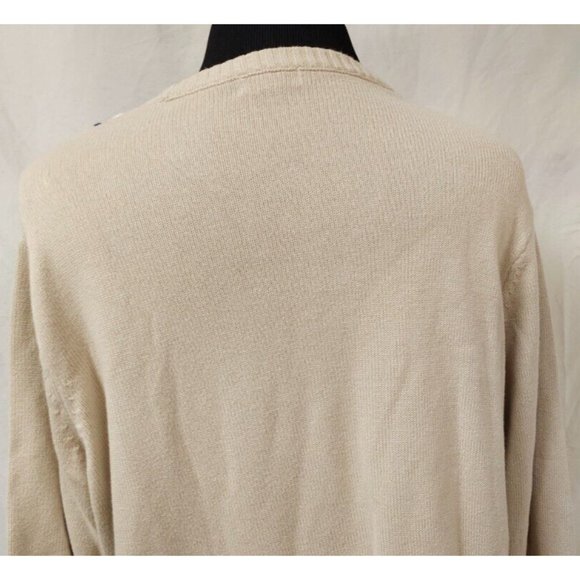 Dockers Mens XL Tan Beige Striped Crew Neck Knit 100% Cotton Long Sleeve Sweater - Picture 8 of 10